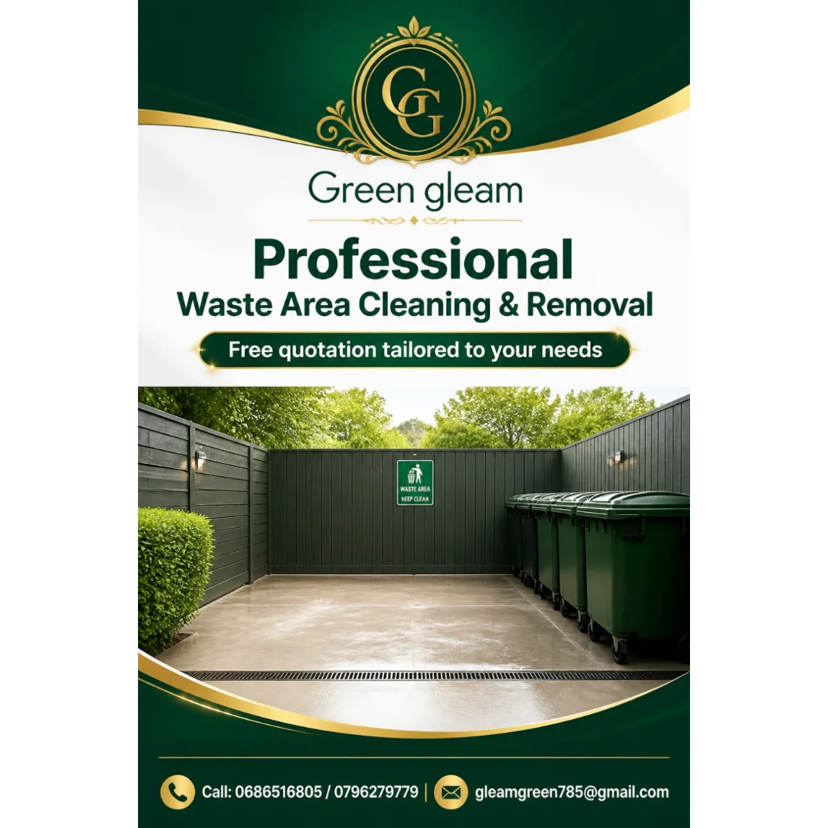 Waste area cleaning and removal